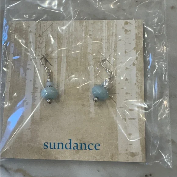Sundance Catalog Faceted Amazonite and Sterling Silver Earrings—Beautiful!! New!